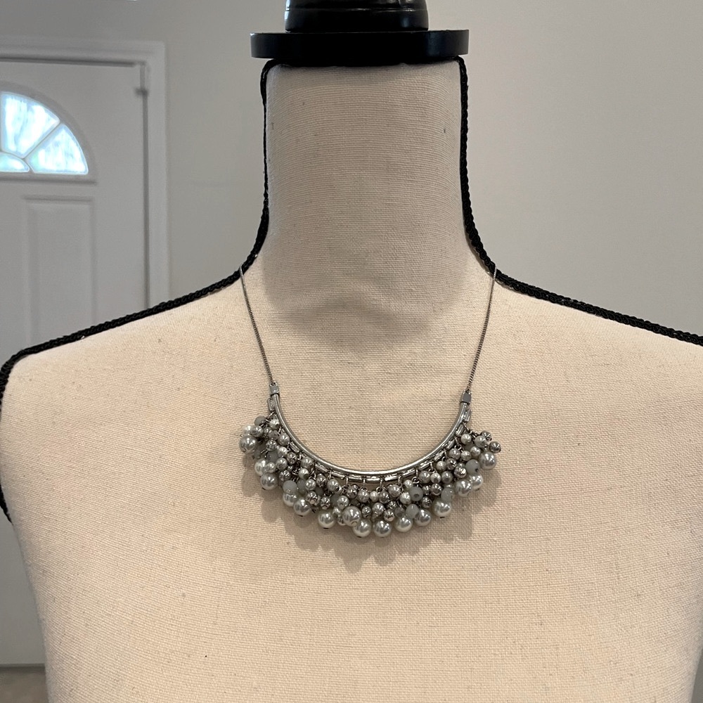 The limited chunky beaded white statement necklace